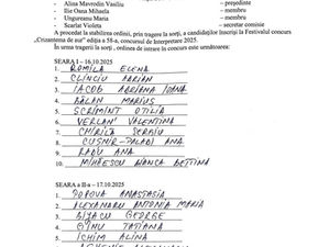 Ordinea intrării finaliștilor în Concursul de Interpretare - Festivalul Național „Crizantema de aur”, ediția a 58-a, 2025