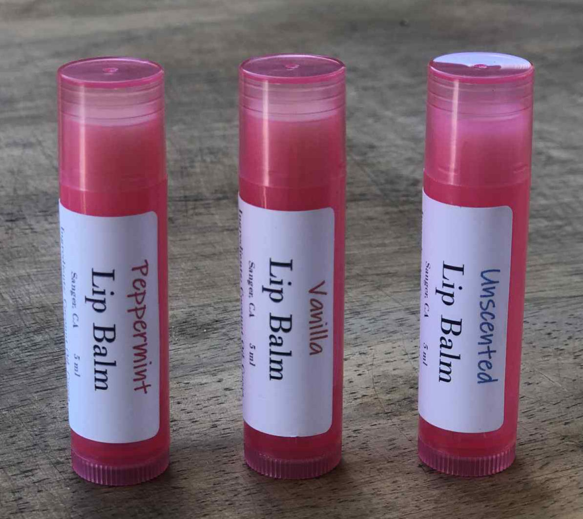 Lip Balm- Vanilla, Peppermint, and Unscented- All Natural