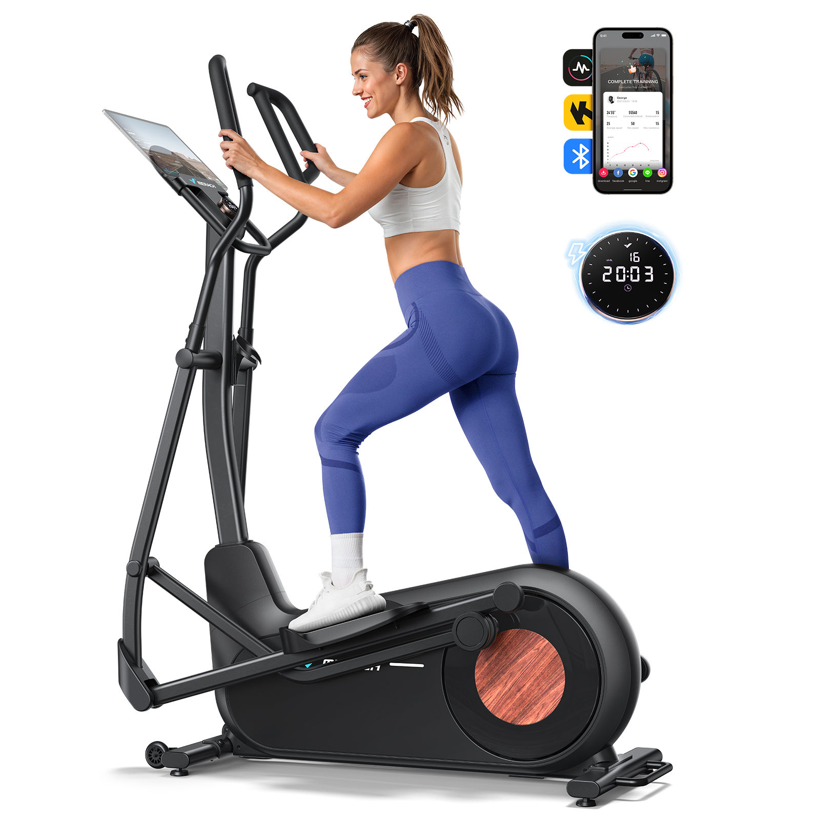 MERACH Long Stride Cross Trainer Self-generating Elliptical Machine Home Ultra-Q