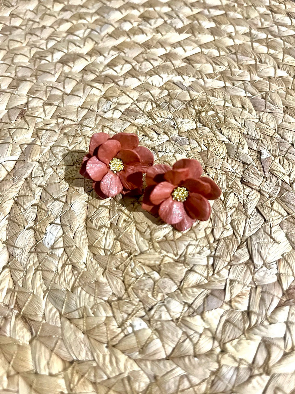 Thumbnail: Sunset Orange Allure Floral ~ Studs