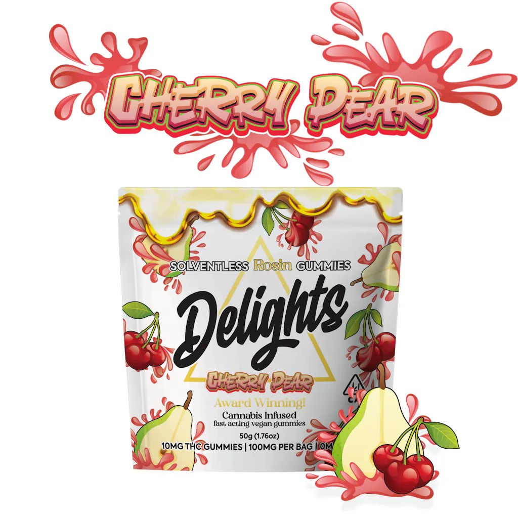 Delights Cherry Pear Rosin Gummies 100mg