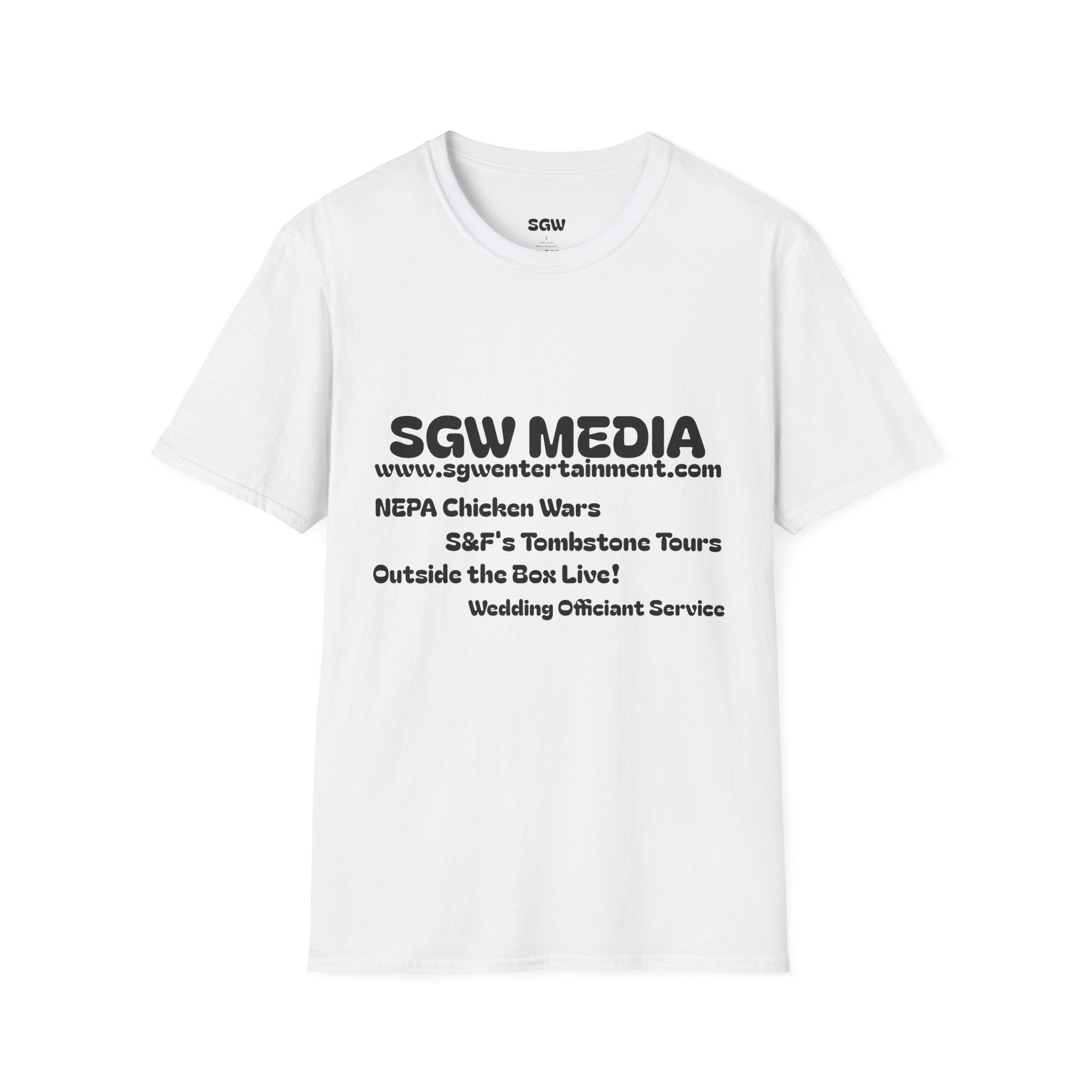 SGW Media Promotional T-Shirt — 'Locals Supporting Locals' Business Logo Tee