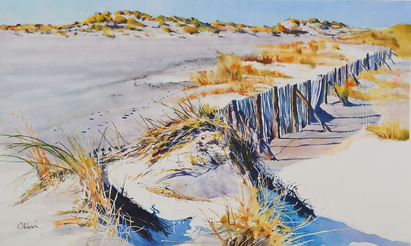 Aquarelle. Plage en Camargue