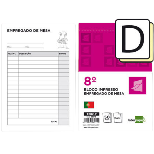 BLOCO EMPREGADO DE MESA DUPLICADO 105x155mm