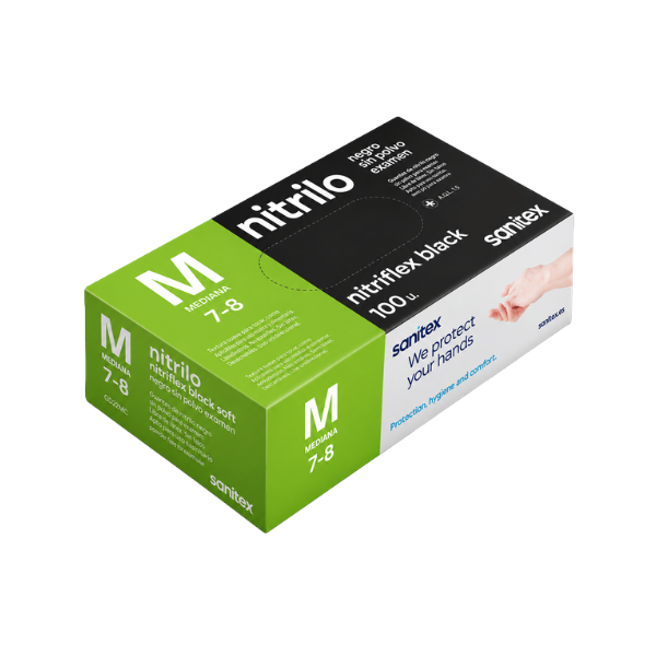 LUVA DE NITRILO SEM PÓ PRETA SANTEX NITRIFLEX BLACK TAMANHO M - GD20NC