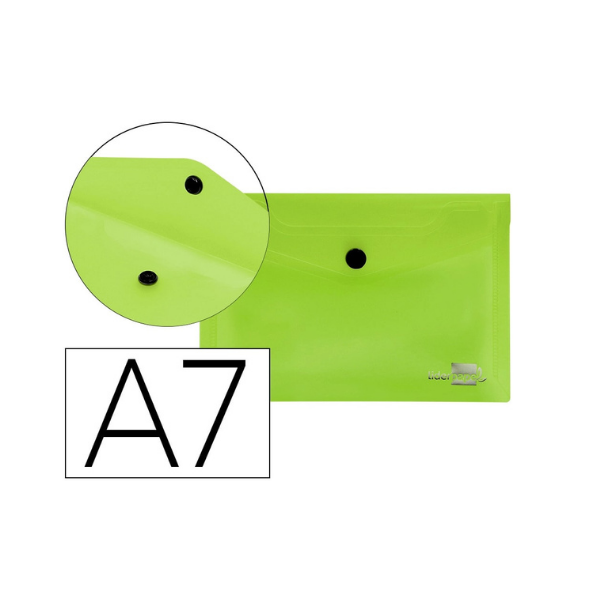 BOLSA/DOSSIER ENVELOPE PLÁSTICO A7 COM MOLA VERDE