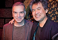 Alan Safier visiting with playwright David Henry Hwang (M Butterfly)