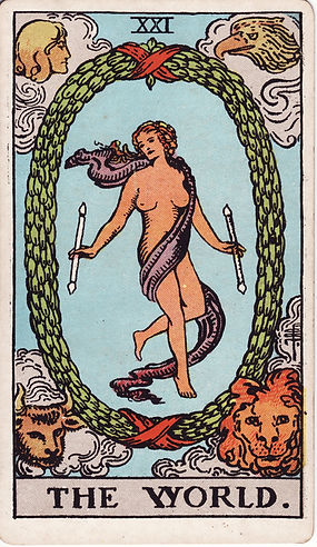 The World Tarot card — symbol of completion, wholeness, and fulfillment.