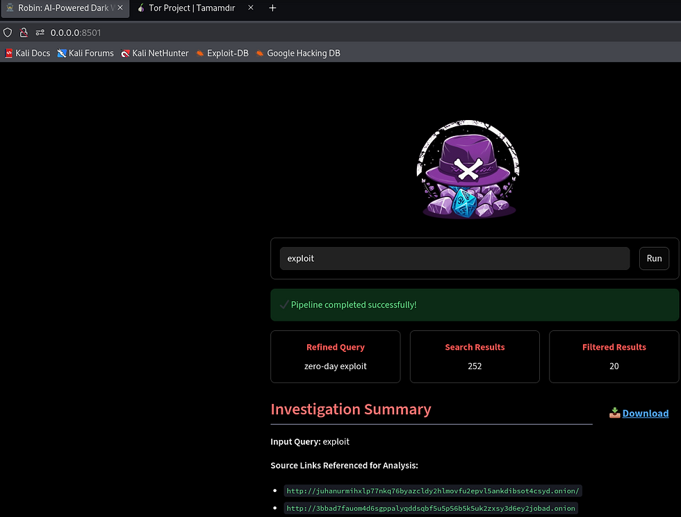 Dark Web'de Yapay Zeka Destekli Araştırma