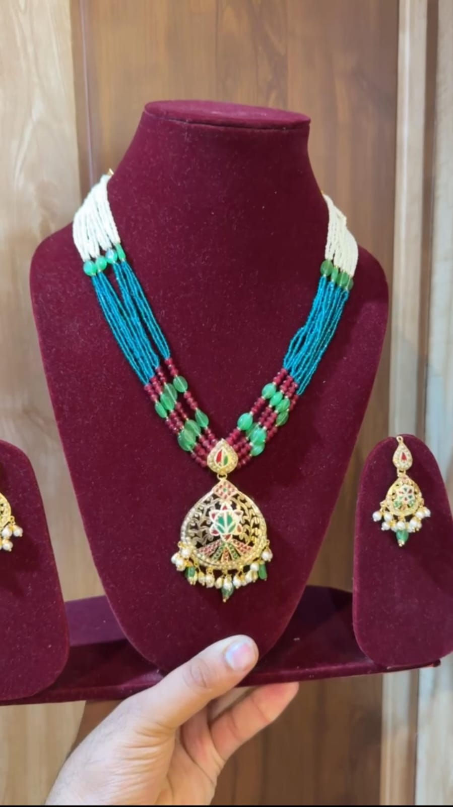 Thumbnail: Premium Jadau Choker Necklace Set with Earrings | Traditional Indian Bridal Wedd