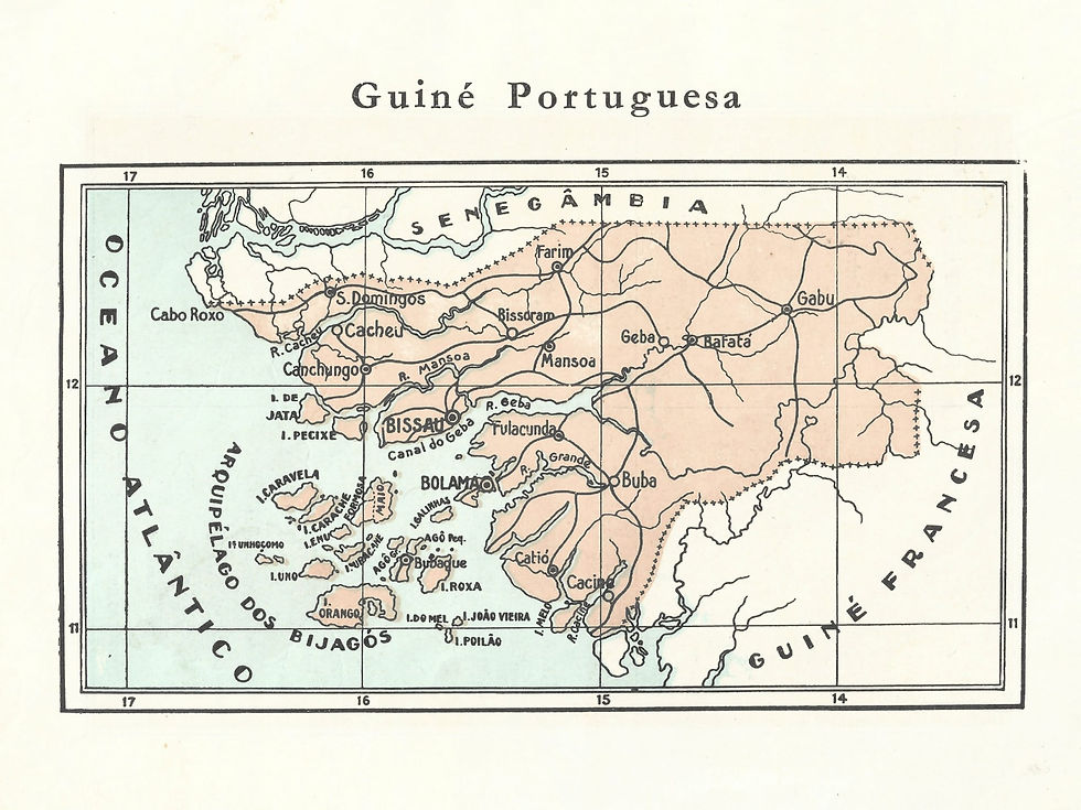 Mapa da Guiné Portuguesa, retirado de um manual de Geografia da década de 60