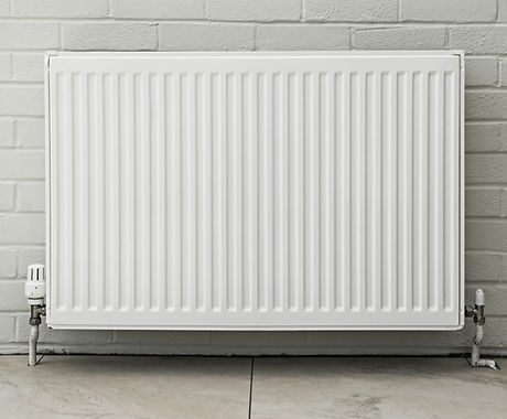 White modern radiator shot straight on a