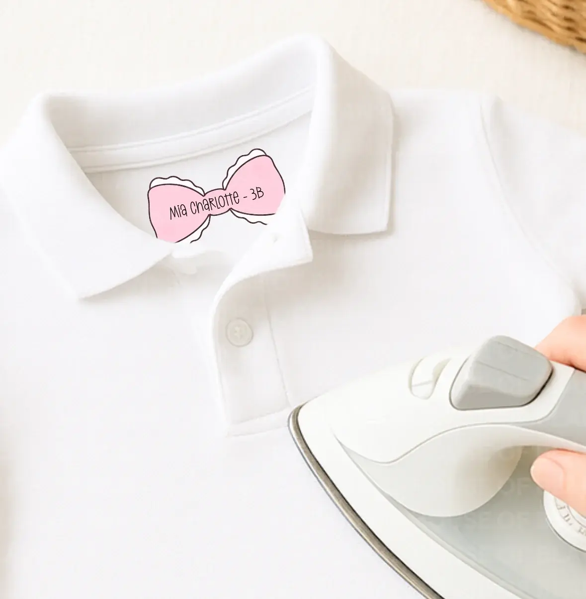 Bow shaped uniform labels - set of 30