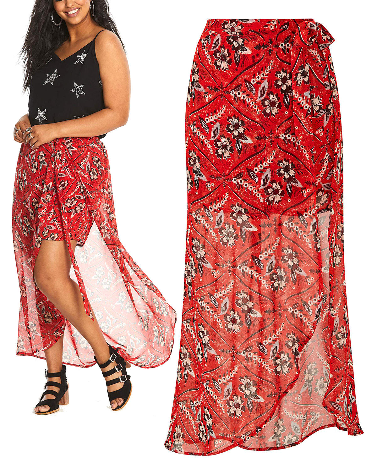 Simply Be Red Floral Print Maxi Shorts in Sizes 14 or 18 RRP £30