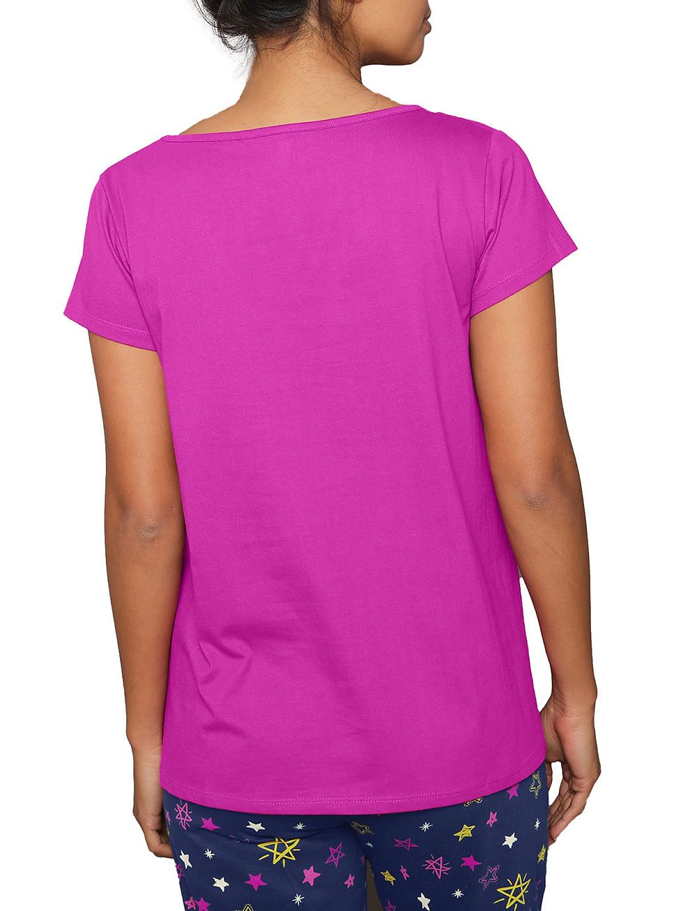 Thumbnail: Blancheporte Magenta Cotton 'Stars' Short Short Sleeve Pyjama Top Sizes 18/20 24