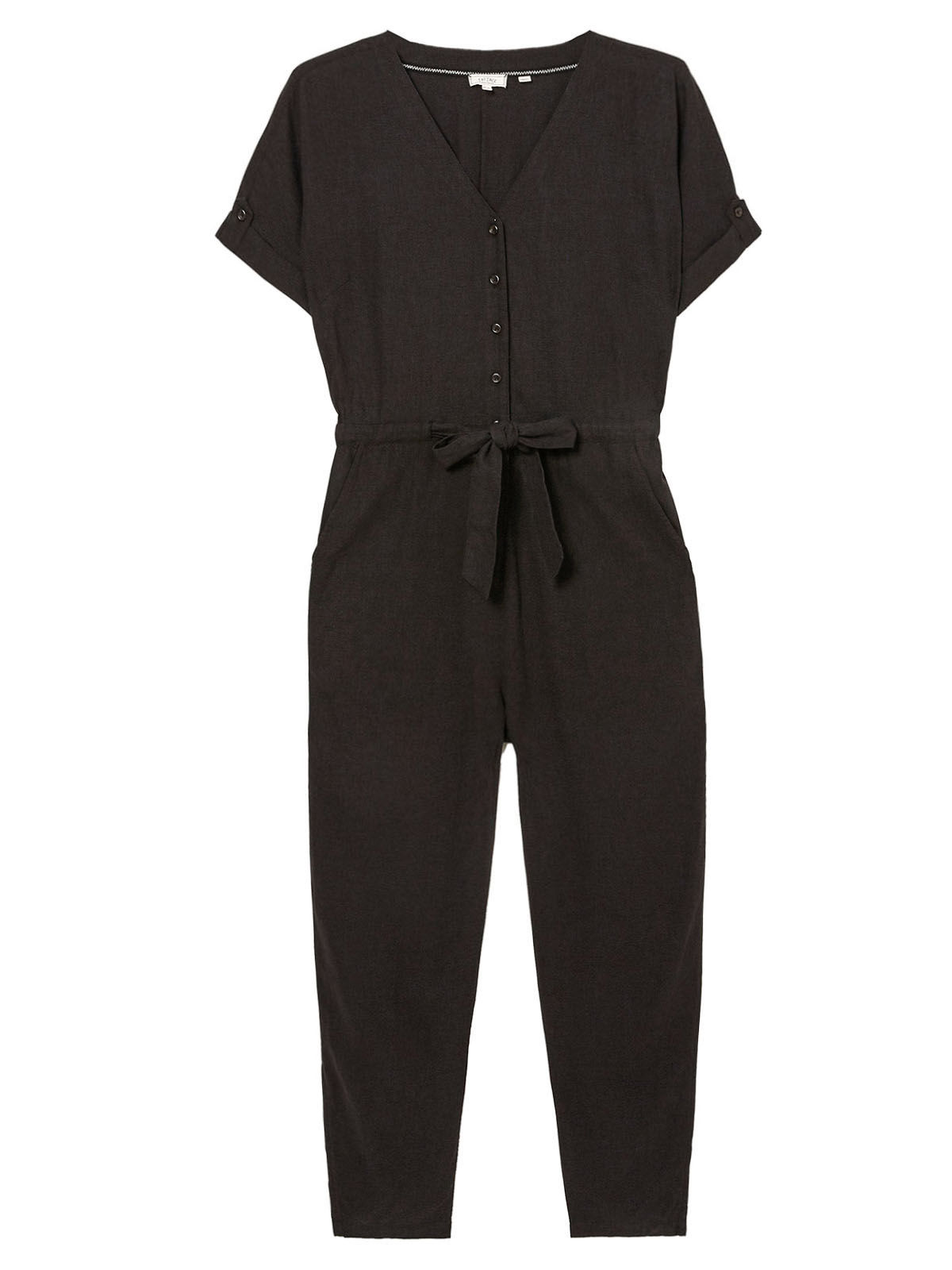 EX Fat Face Black Rhio Linen Blend Jumpsuit in Sizes 12L or 14R RRP £65