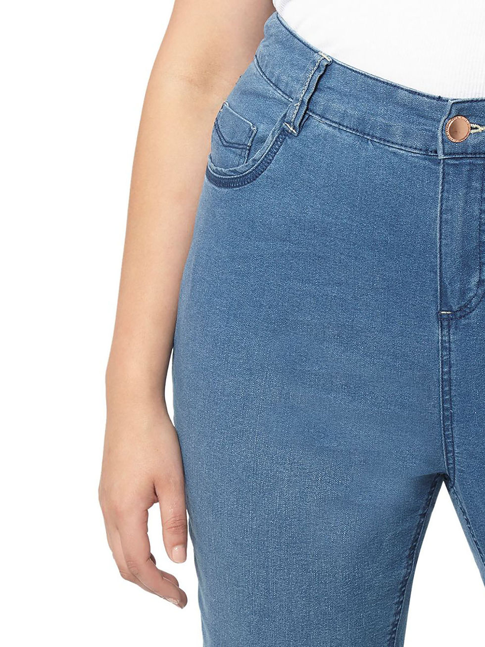 Thumbnail: EX EVANS Blue-Denim Cropped Denim Jeans Sizes 16, 18, 20, 22, 24, 26, 28, 30, 32