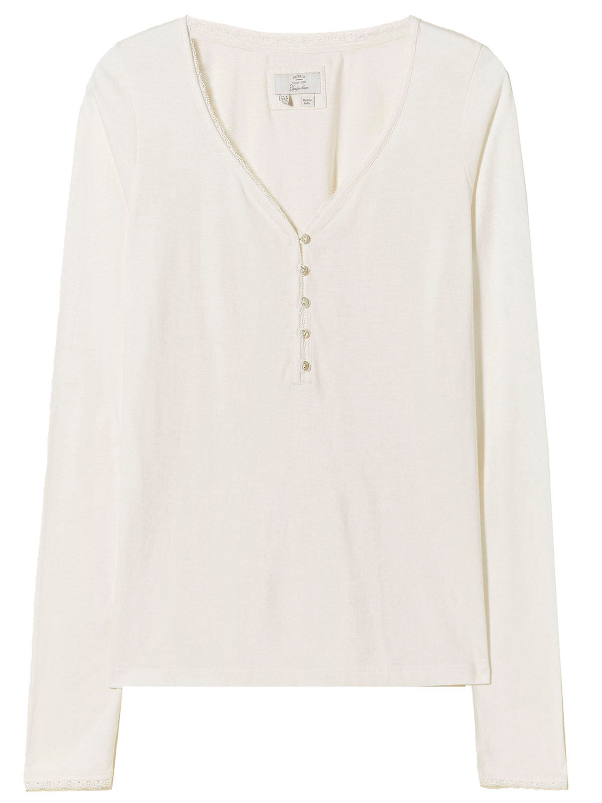 EX Fat Face Ivory Lily Lace Henley Pyjama Top in Sizes 10, 12, 14, 16, 20