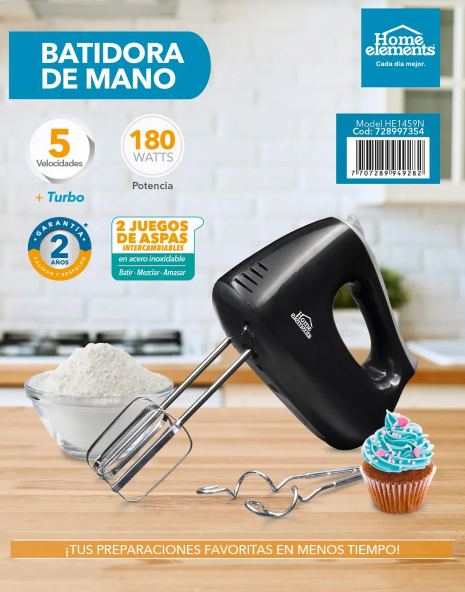 BATIDORA ELECTRICA 5VEL+TURBO HOME ELEMENTS HE-1459N