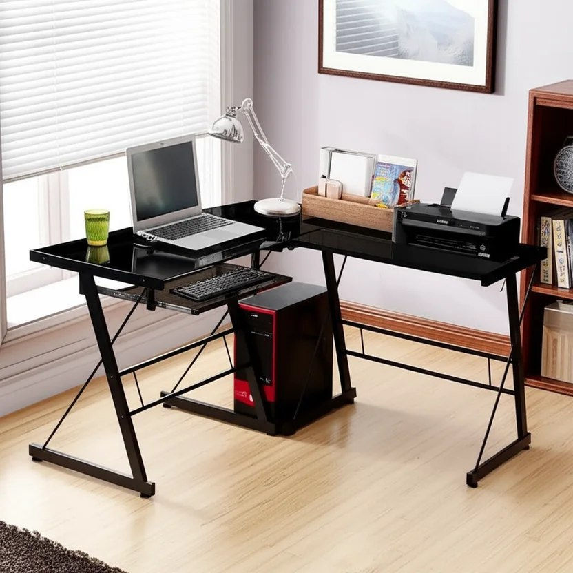 Miniatura: Centro de Trabajo Vidrio Negro 120x50x73 cm