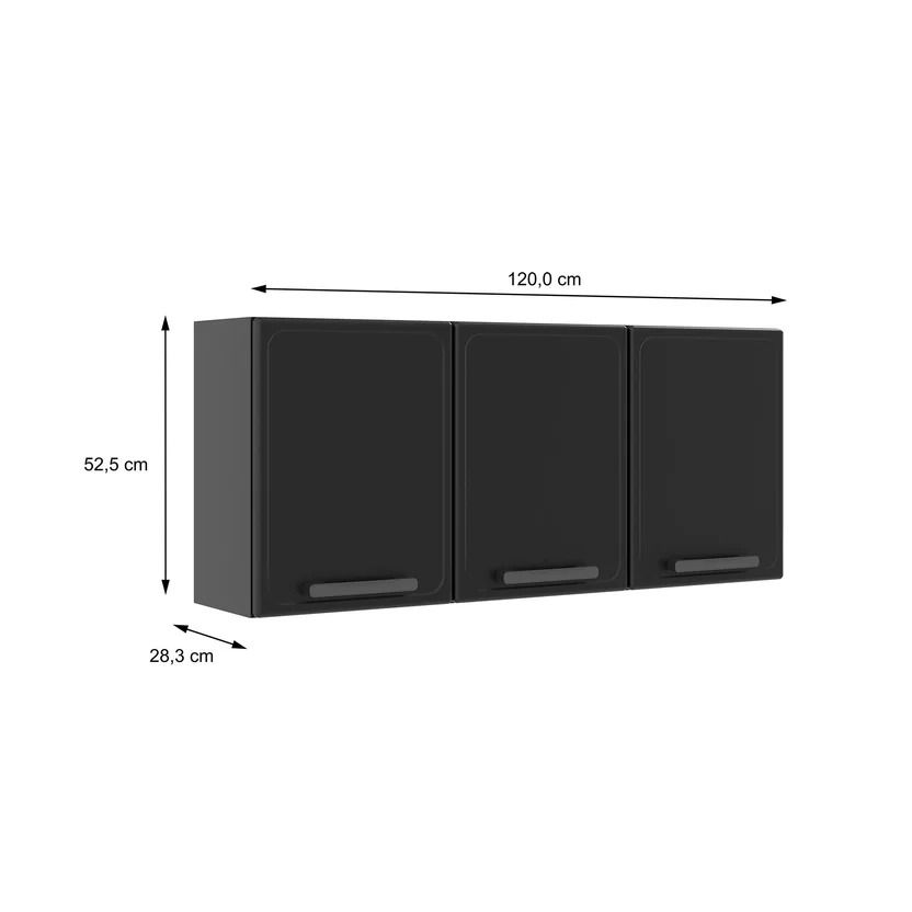 Miniatura: Gabinete Superior Cocina Estilo Acero 120cm 3 Puertas Gris Bertolini