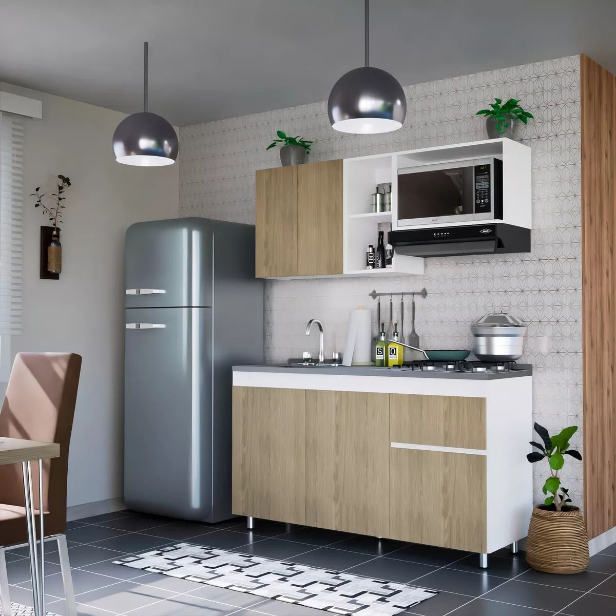 Cocina Integral Mdp Rosy 150cm Incluye Lavaplatos Derecho