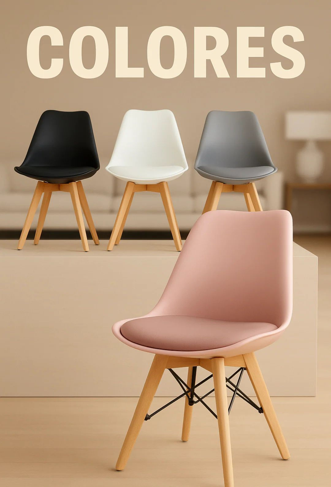 SILLA NORDICA (BLANCA, NEGRA, ROSA, GRIS)