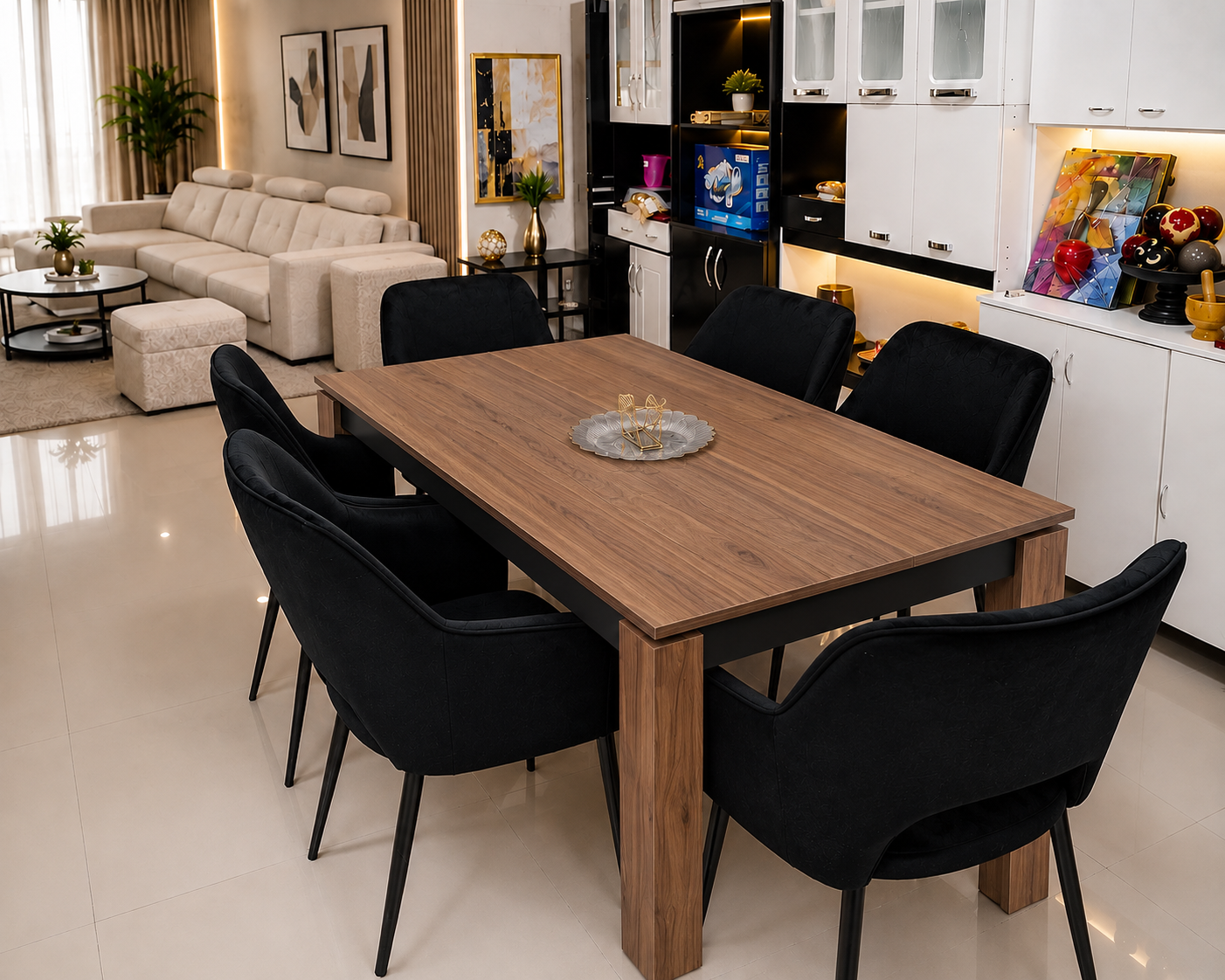 COMEDOR BASE NILO 160 GALES+6 SILLAS SOFIA