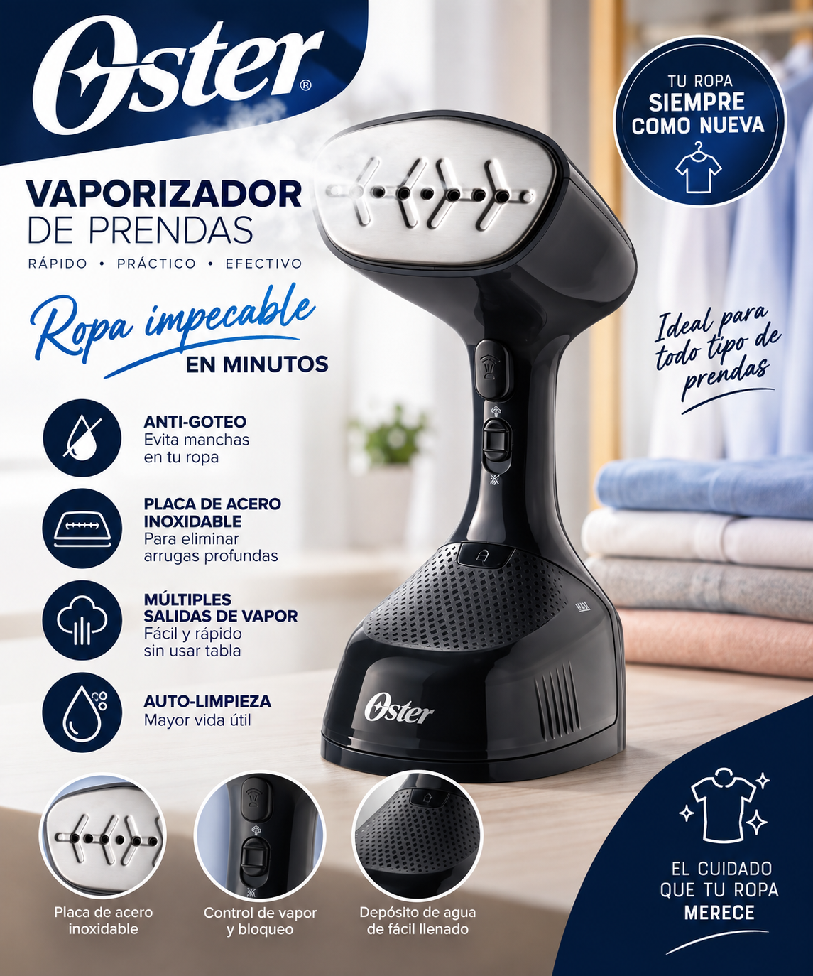 PLANCHA A VAPOR VERTICAL OSTER 2205985