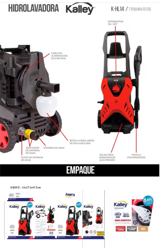 Miniatura: HIDROLAVADORA KALLEY K-HL14