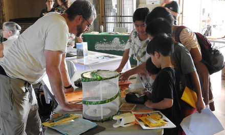 Sean Shaffer talks with kids at the festival.
