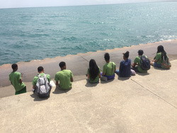 Eco-Ambassadors enjoy the sunshine by Lake Michigan
