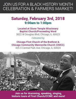 Flyer distributed in advance of the 2018 Black History Month Winter Farmers Market