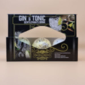 Gin and Tonic cocktail bath bomb set including 3 Gin and Tonic themed bath bombs inside themed display box
