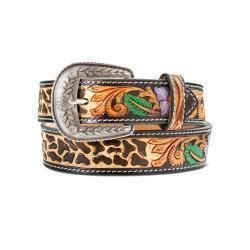 Ariat Girls Belt 1 1/4 Cheetah Print Flower Multicolor