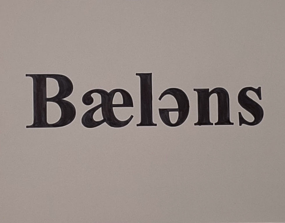 the word baelens is written in black on a white background