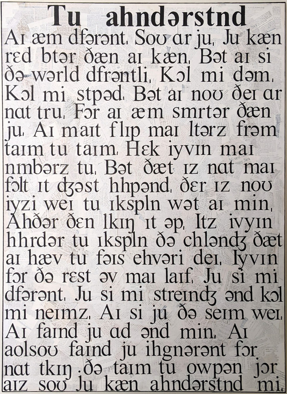 canvas with phonetic English characters on it