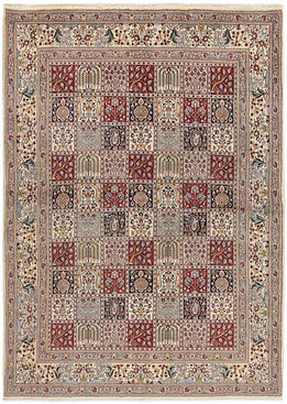 Moud Persian rug - detailed Persian carpet with Herati pattern and light blue tones