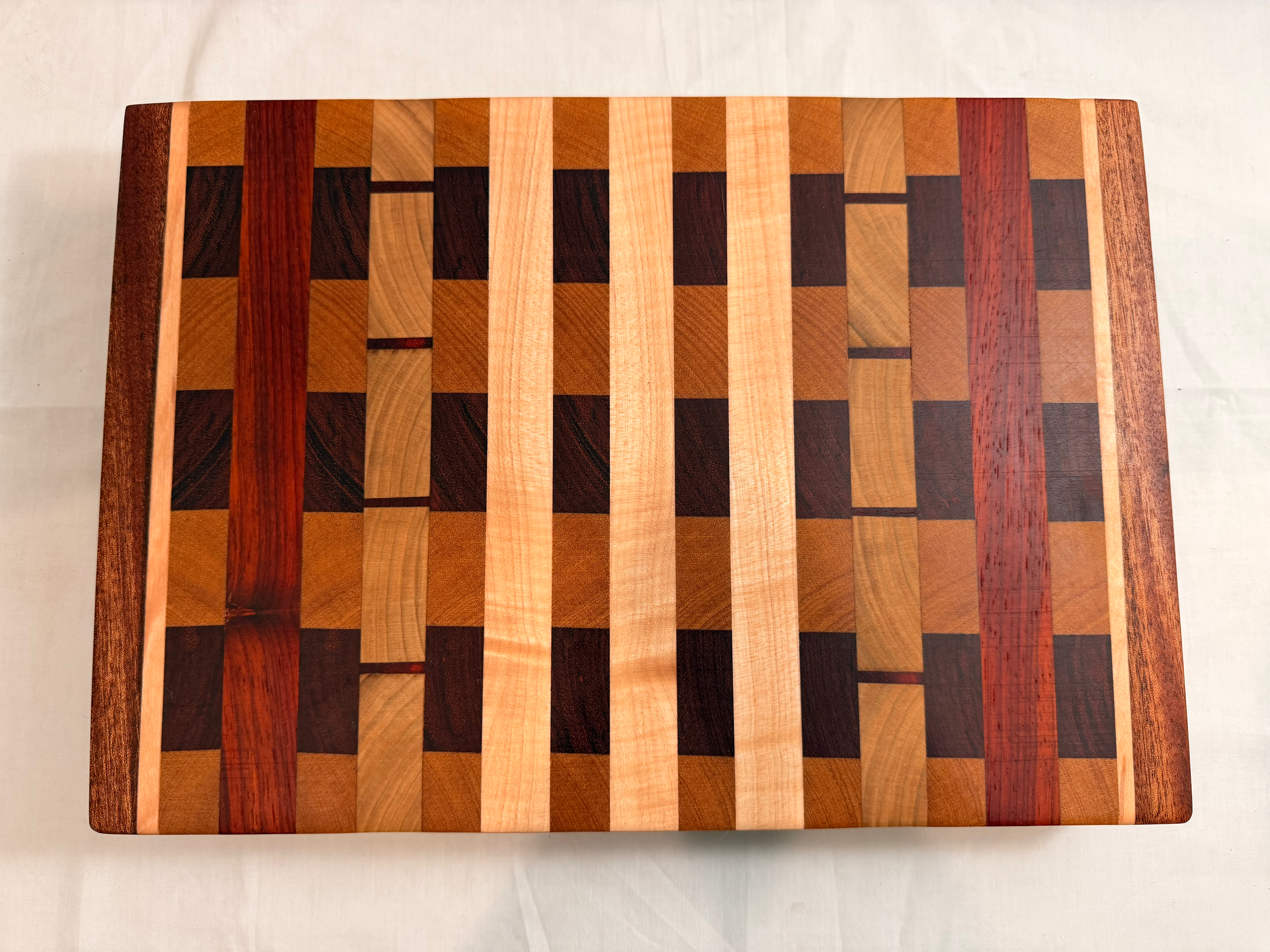 Mahogany, Hard Maple, Walnut & Padauk Wood Cutting Board