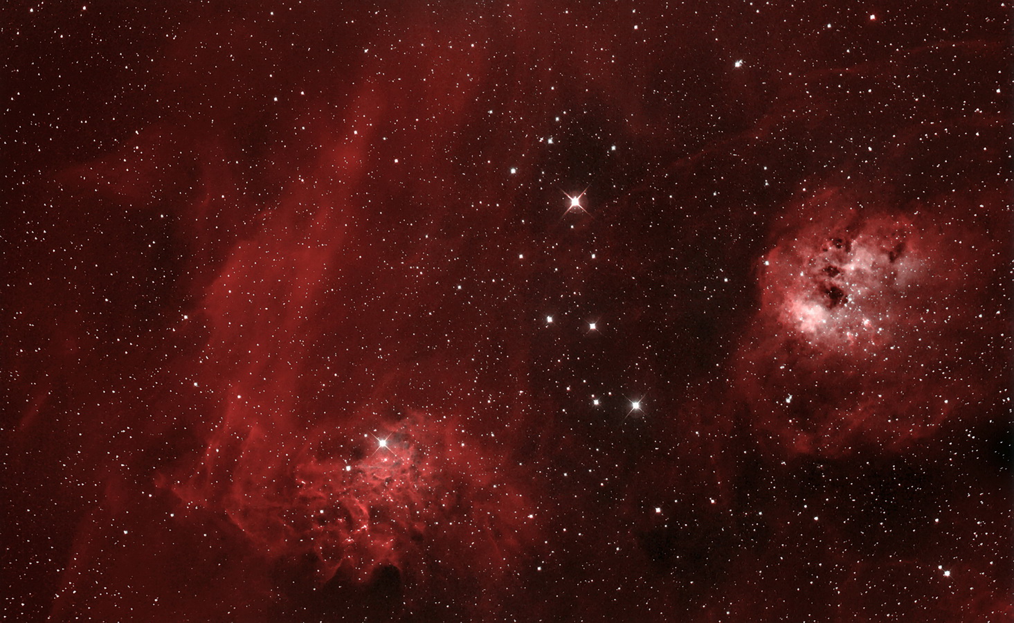 Nebulosa Estrella Llameante y IC 410