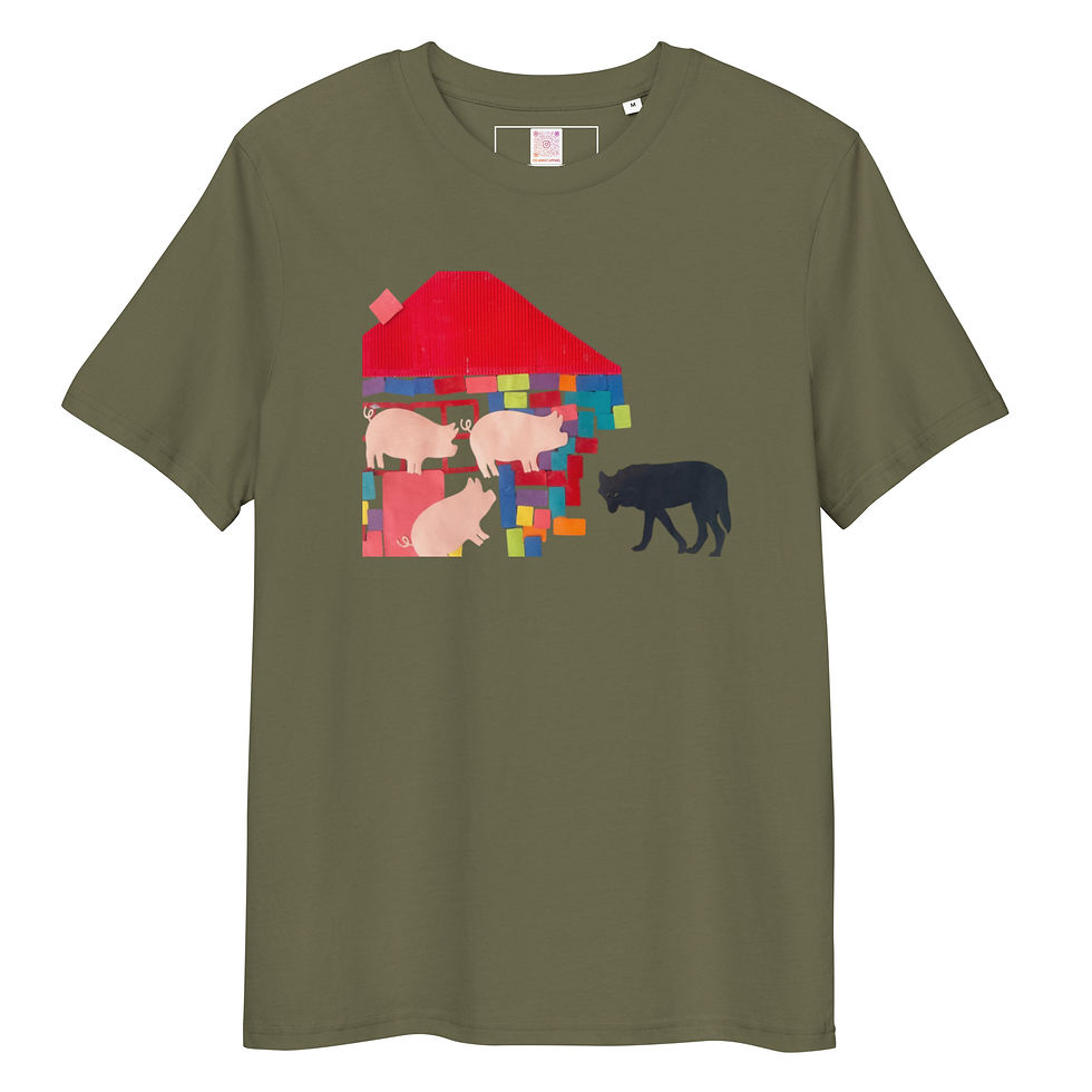 Thumbnail: Khaki Unisex Organic Cotton Tee with The Wolf – front