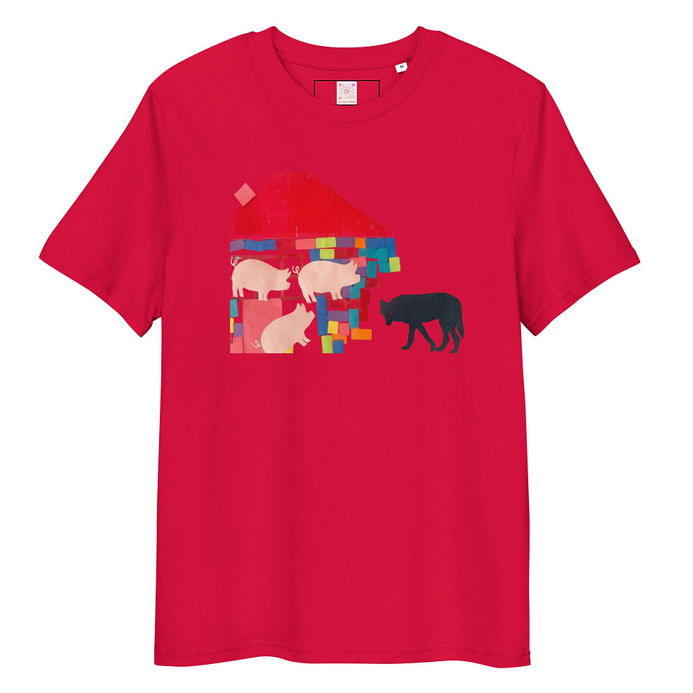 Thumbnail: Red Unisex Organic Cotton Tee with The Wolf – front