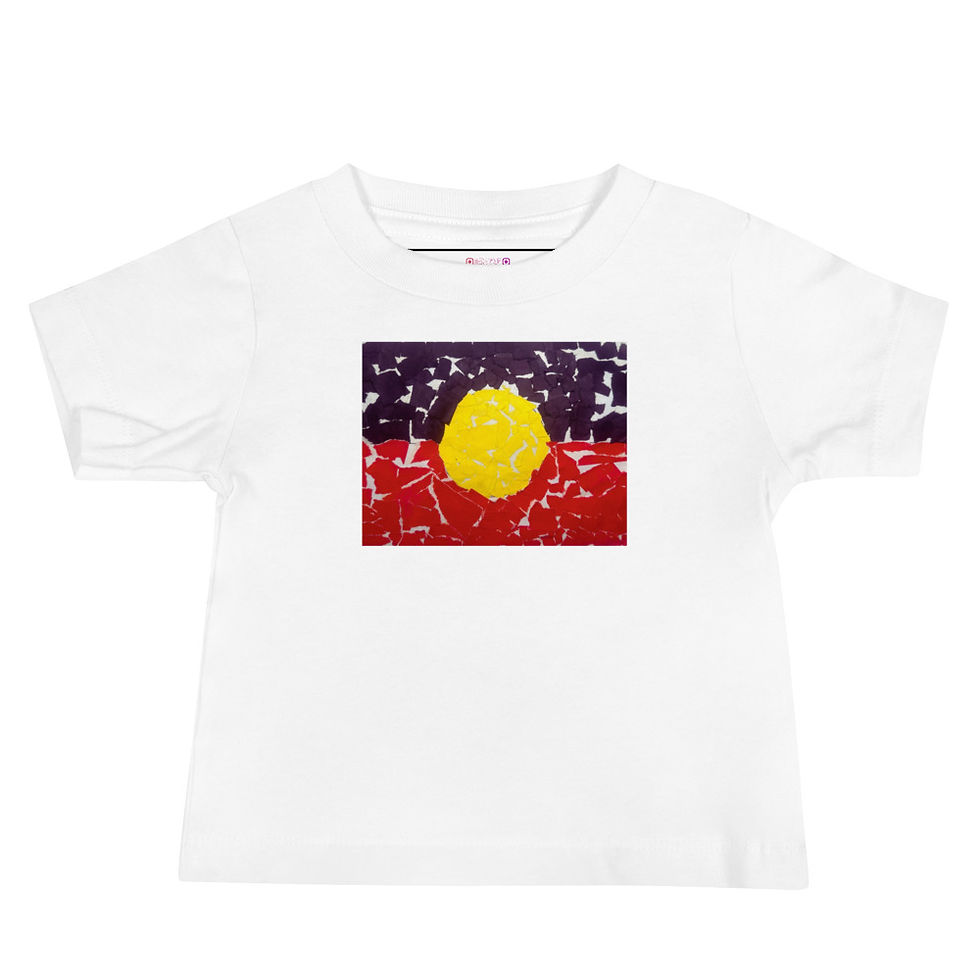 Thumbnail: White Baby Tee with Aboriginal Flag – front