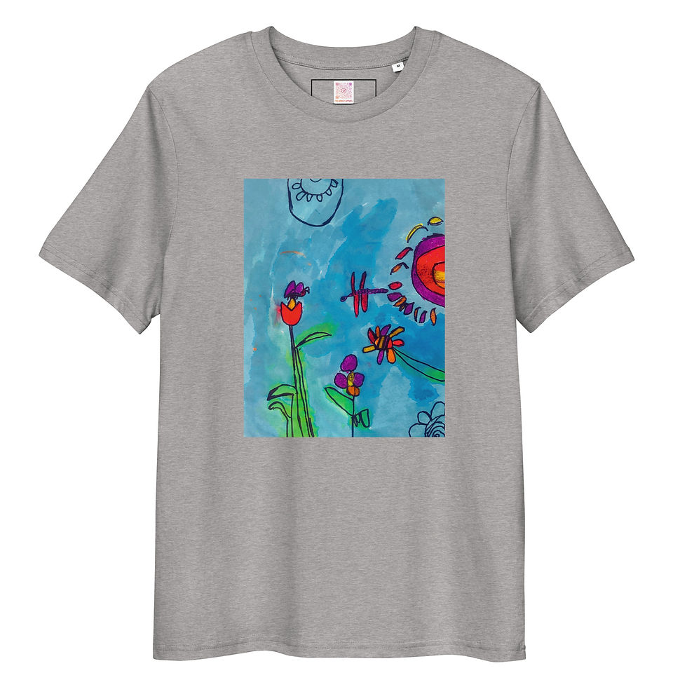 Thumbnail: Heather Grey Unisex Organic Cotton Tee with The Flowers – front