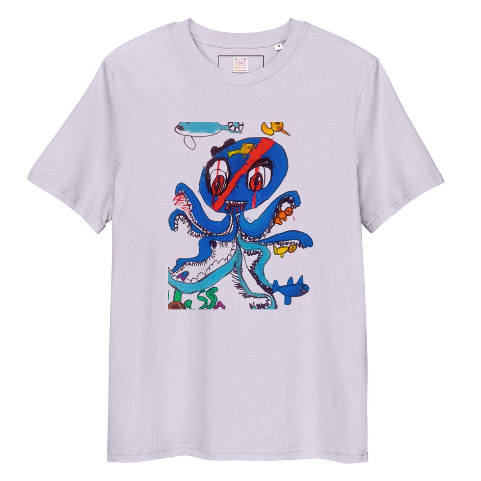 Thumbnail: Lavender Unisex Organic Cotton Tee with The Octopus – front