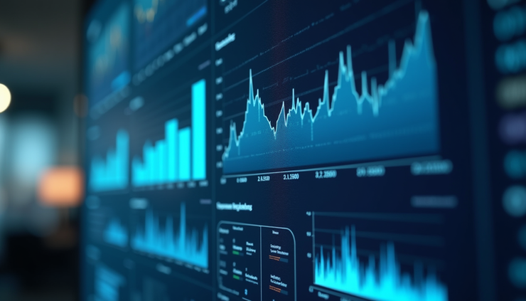 Close-up view of a digital dashboard showing integrated data analytics