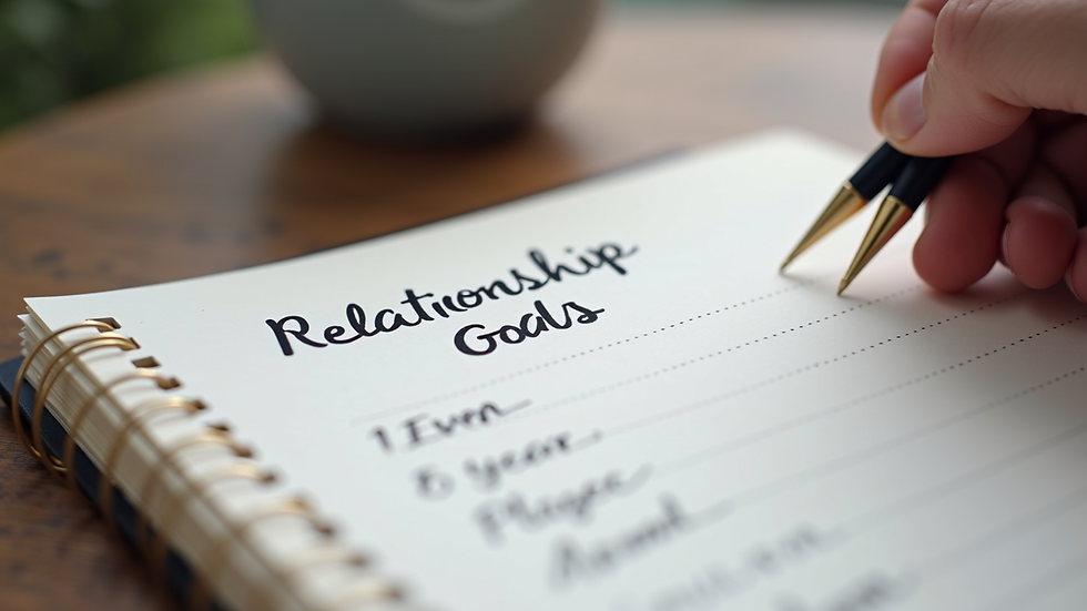 Close-up view of a notebook with relationship goals written during counselling