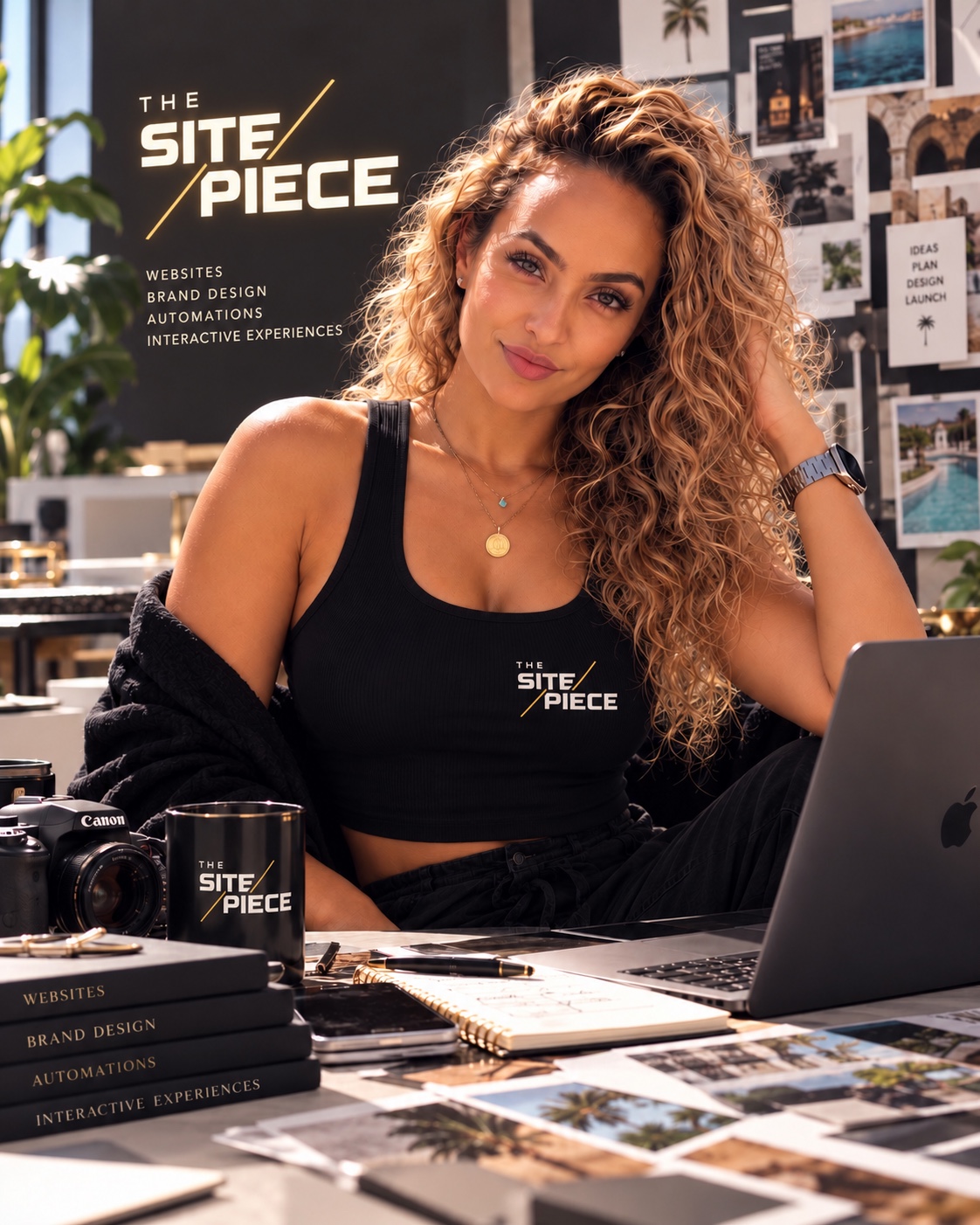Rasha Mediene, founder of The Site Piece, at her creative workspace