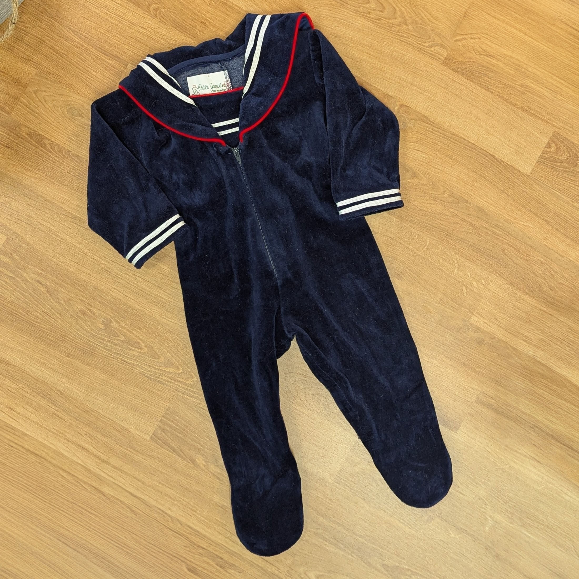 Vintage Petit Jardin Velour Sailor Suit 12M