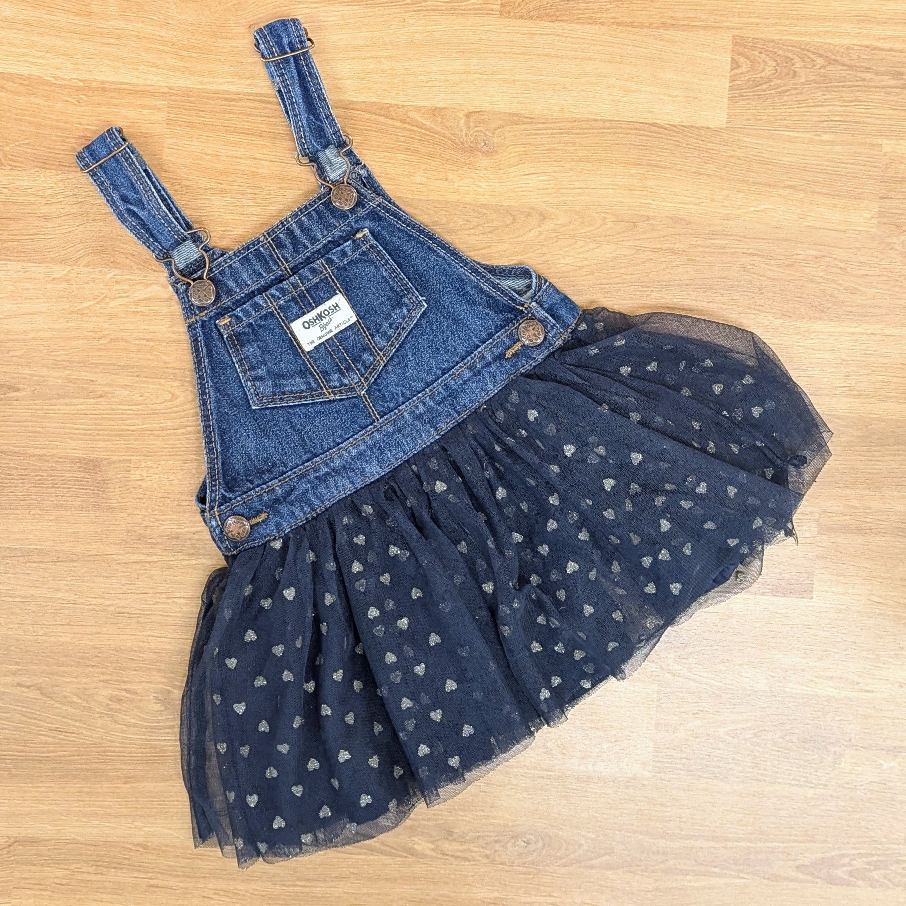 Oshkosh Overall Heart Tutu Dress Sz 2T